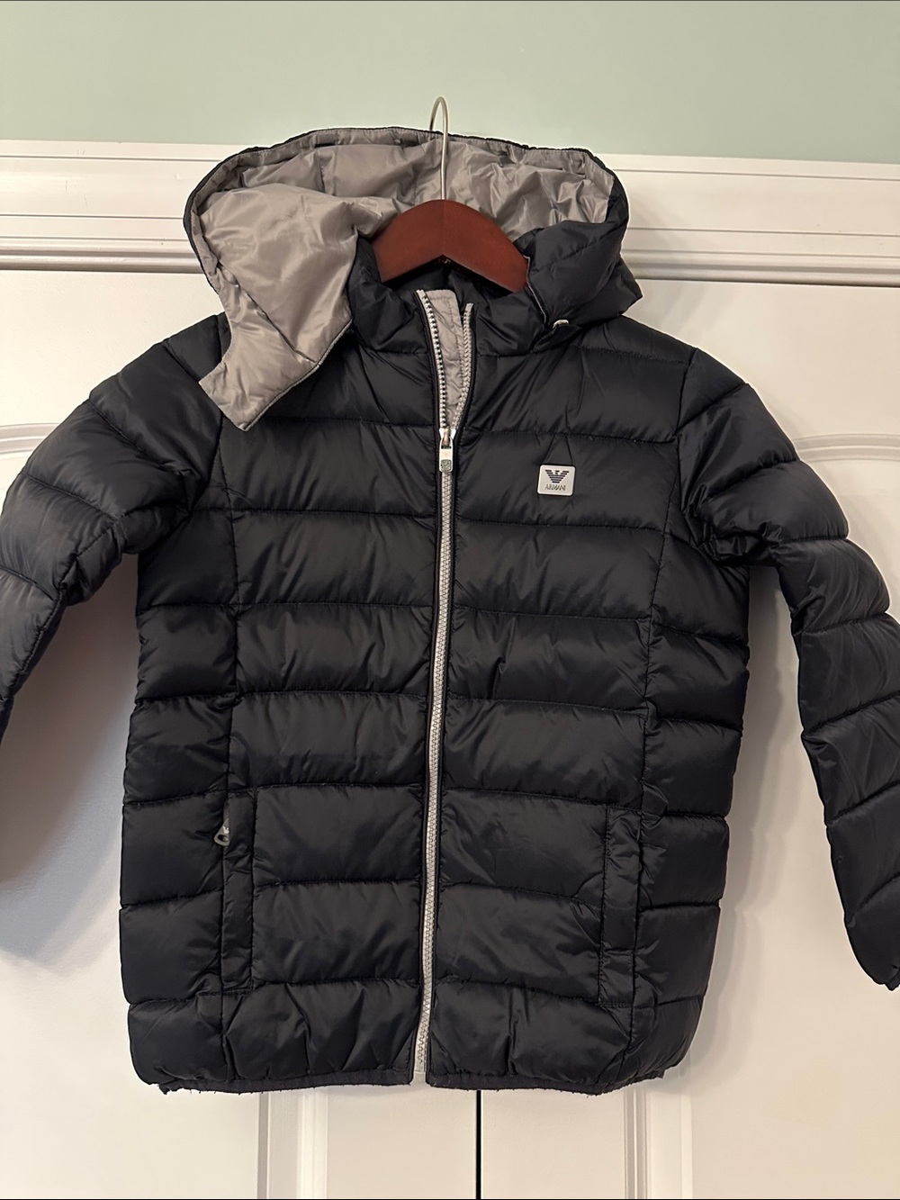 Emporio Armani Black Kids Quilted Hooded Jacket